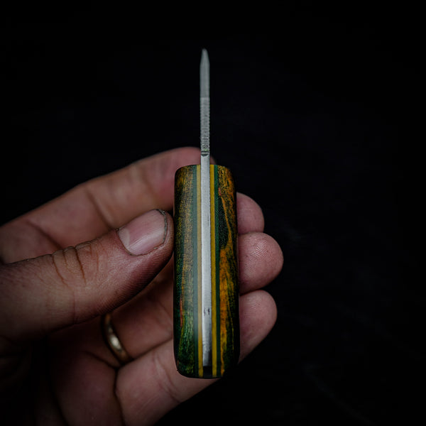 Drop Bear Mini EDC Knife – 440C Stainless & Green Maple Burl
