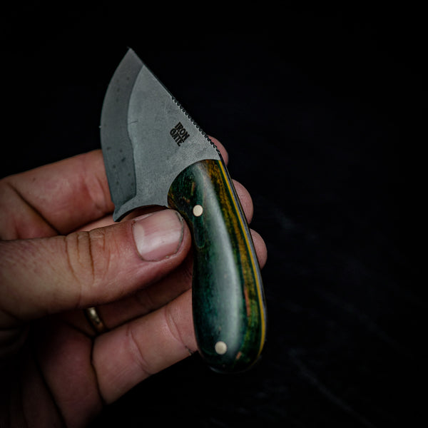 Drop Bear Mini EDC Knife – 440C Stainless & Green Maple Burl
