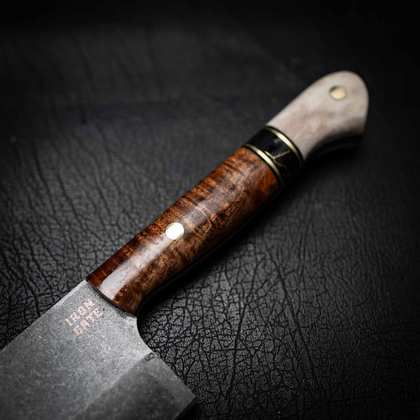 Santoku Knife – Stonewashed N690 | Tassie Blackwood, TruStone & Deer Antler