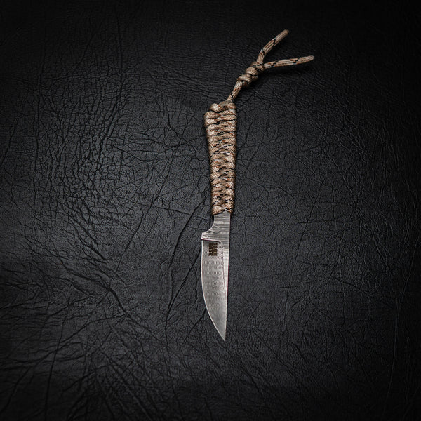 Stainless Ladder Damascus Paracord Utility Knife – Desert Camo Wrap