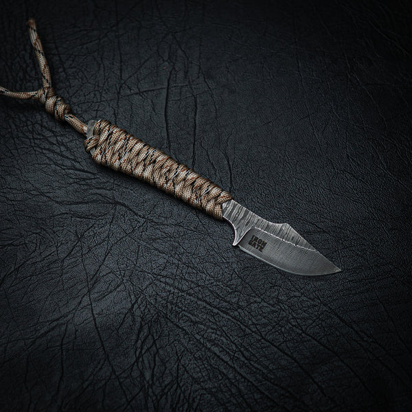 Stainless Ladder Damascus Mini Hunter – Desert Camo Paracord