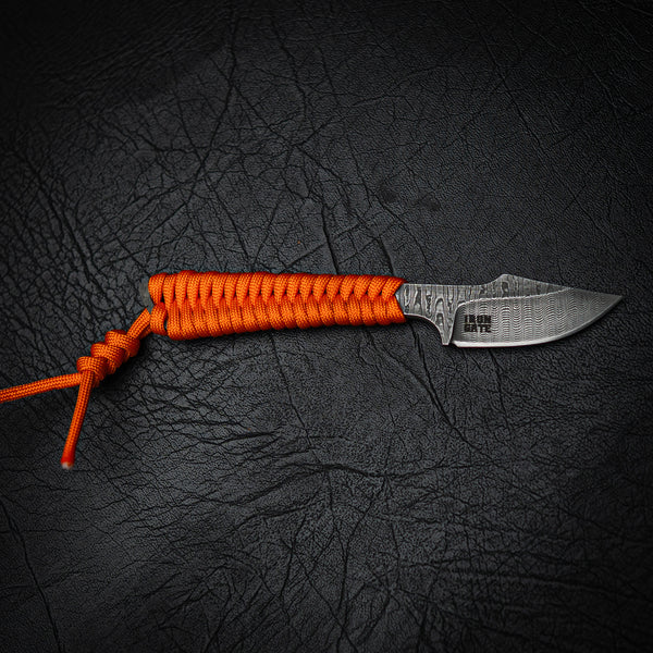 Stainless Ladder Damascus Mini Hunter – Orange Paracord