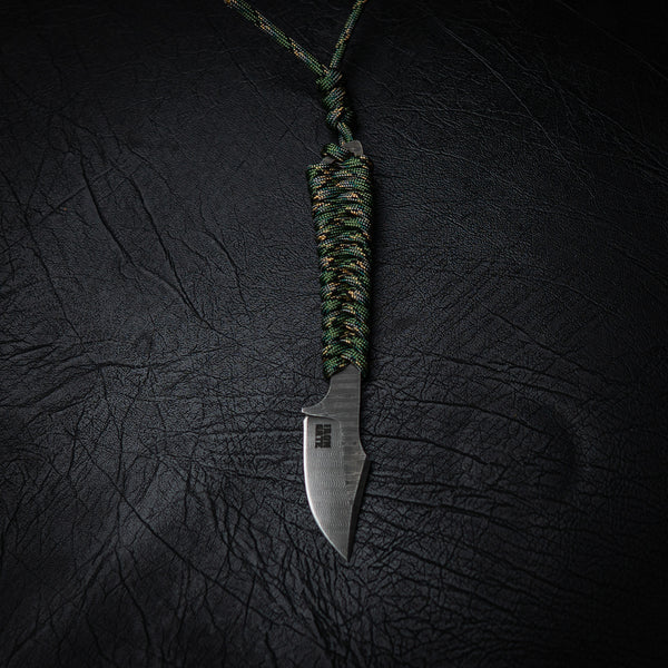 Stainless Ladder Damascus Mini Hunter – Light Green Camo Paracord