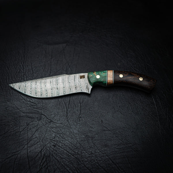 Ladder Damascus Hunter – Maple Burl, Curly Maple & Wenge
