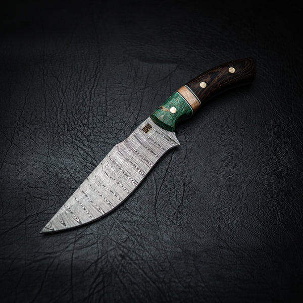Ladder Damascus Hunter – Maple Burl, Curly Maple & Wenge