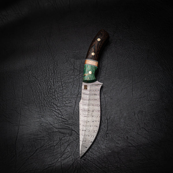 Ladder Damascus Hunter – Maple Burl, Curly Maple & Wenge