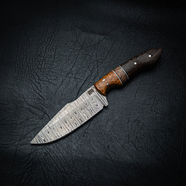 Ladder Damascus Hunter – Amboyna Burl, Lacewood & Wenge