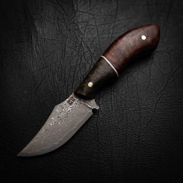 Mini Skinner — Dyed Curly Birch, G10 & Ringed Gidgee