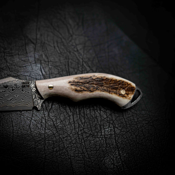 Mini Skinner — Damascus | Full Deer Antler