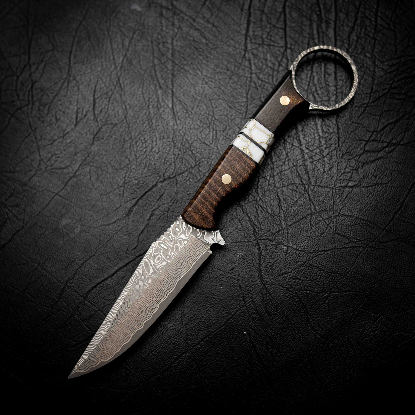 The Crow — Damascus | African Blackwood, Double TruStone & Curly Mango