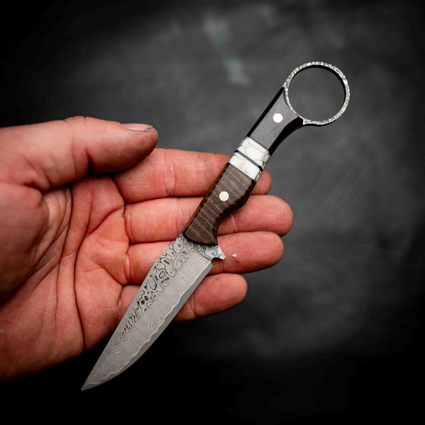 The Crow — Damascus | African Blackwood, Double TruStone & Curly Mango