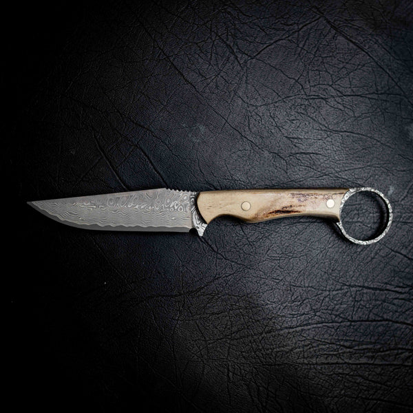 The Crow — Damascus | Full Deer Antler