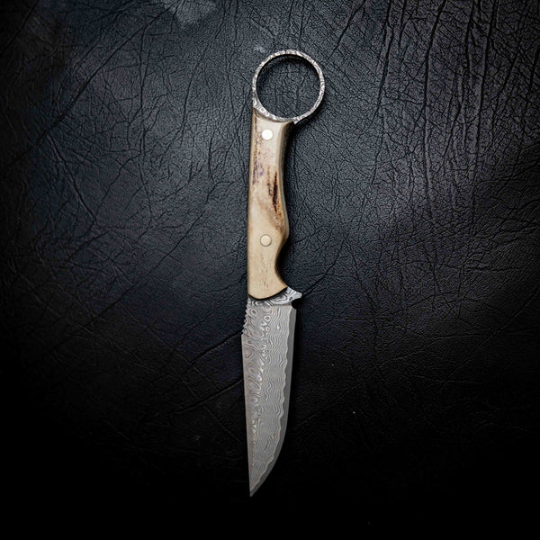 The Crow — Damascus | Full Deer Antler