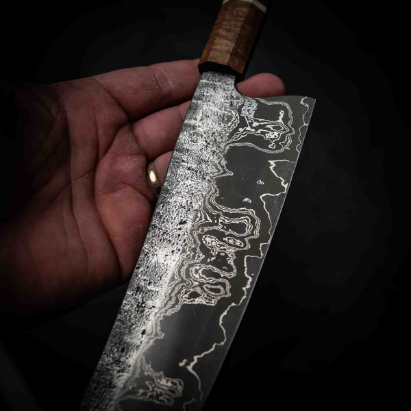 Gyuto | 52100 San Mai, Dyed Curly Mango & Ivory G10