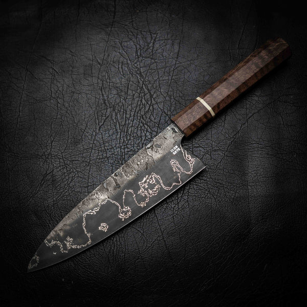 Gyuto | 52100 San Mai, Dyed Curly Mango & Ivory G10