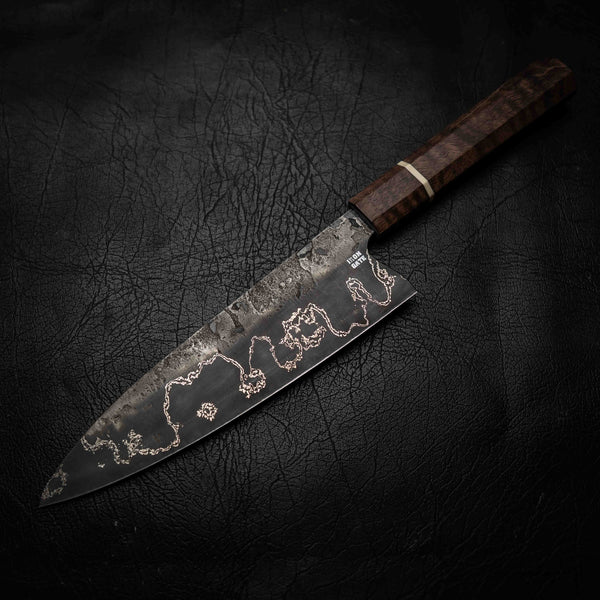 Gyuto | 52100 San Mai, Dyed Curly Mango & Ivory G10