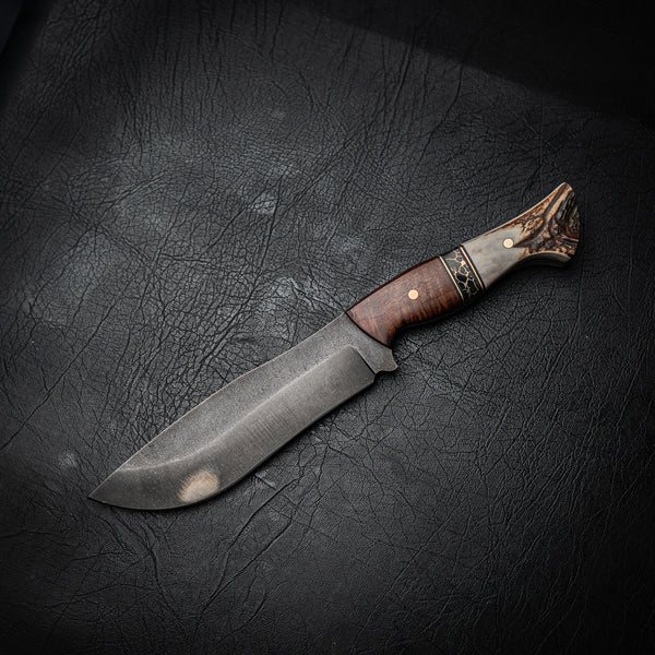 Bear Knife – Gidgee, Brass Trustone and Deer Antler