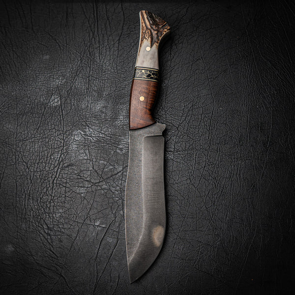 Bear Knife – Gidgee, Brass Trustone and Deer Antler