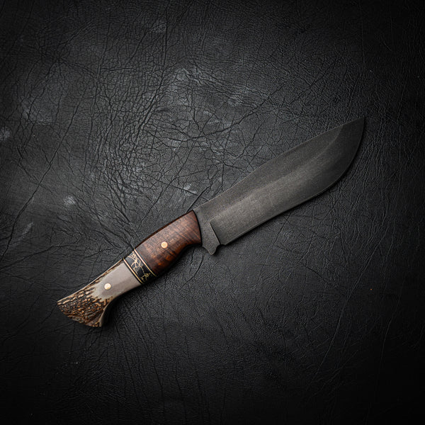 Bear Knife – Gidgee, Brass Trustone and Deer Antler