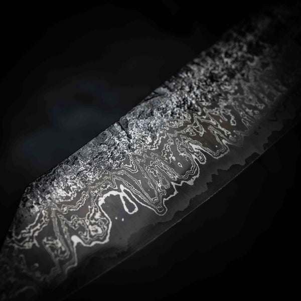Bunka | 52100 Damascus San Mai, Deer Antler & Dyed Birch