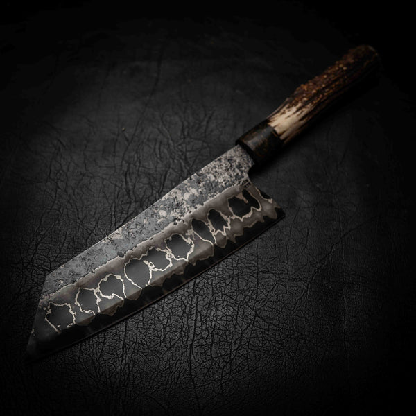 Santoku | 52100 San Mai, Dyed Birch & Deer Antler