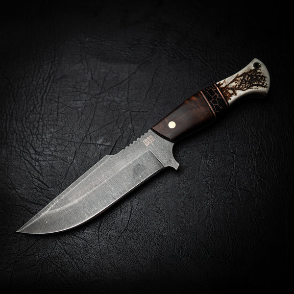 Hunter Knife – Ringed Gidgee, Copper TruStone & Deer Antler