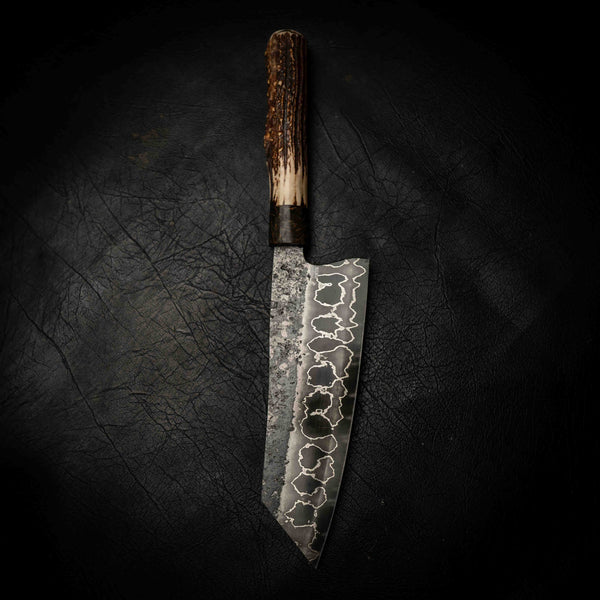Santoku | 52100 San Mai, Dyed Birch & Deer Antler