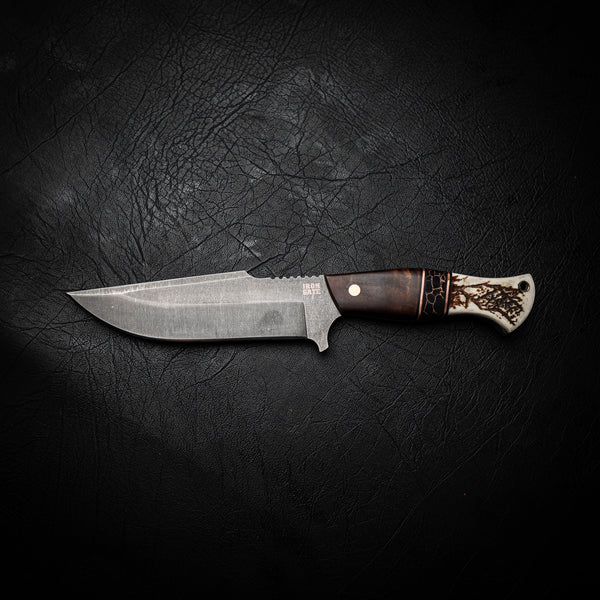 Hunter Knife – Ringed Gidgee, Copper TruStone & Deer Antler