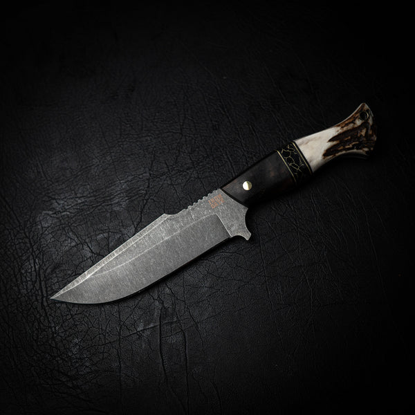 Hunter Knife – Ancient Redgum, Trustone and Antler