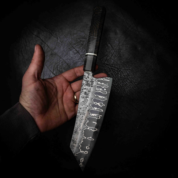 Santoku | 52100 San Mai, Dyed Birch Wa Handle