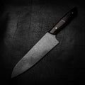 Santoku | 12C27 Stainless, Dyed Maple Burl & Brass