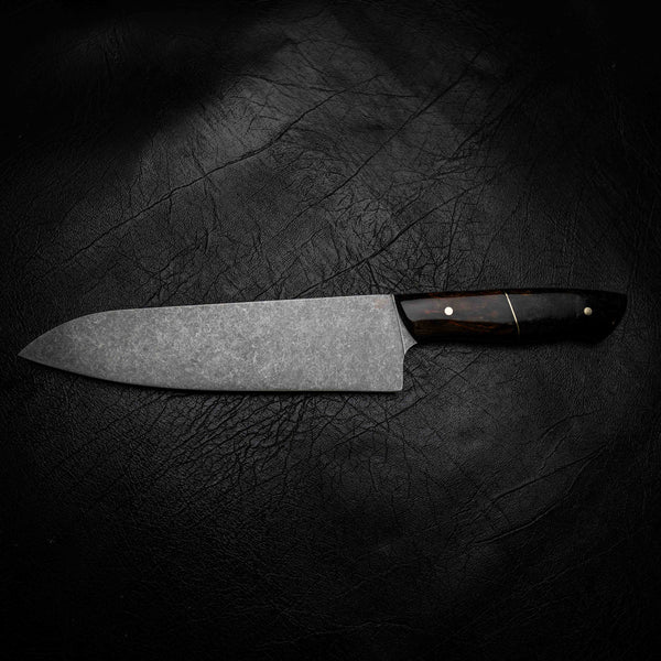 Santoku | 12C27 Stainless, Dyed Maple Burl & Brass