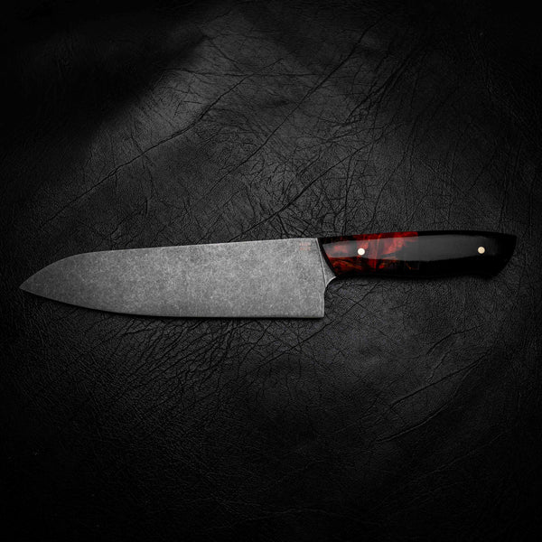 Santoku | 12C27 Stainless, Red Maple Burl & African Blackwood