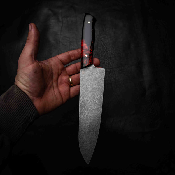 Santoku | 12C27 Stainless, Red Maple Burl & African Blackwood