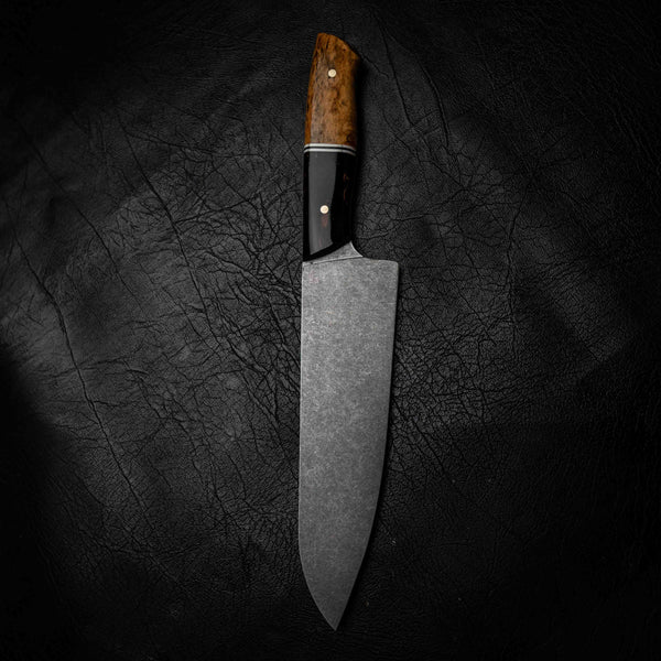 Santoku | 12C27 Stainless, Dark Maple Burl, G10 & Curly Birch