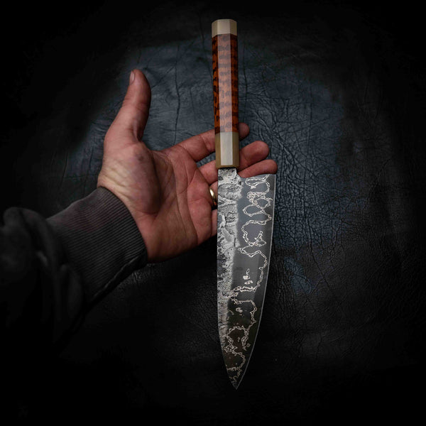 Gyuto | 52100 San Mai, Snakewood & White Buffalo Horn Wa Handle