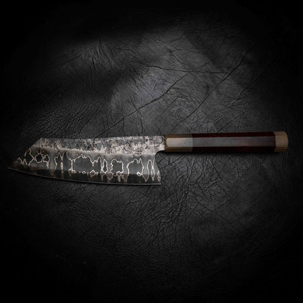 Santoku | 52100 San Mai, Snakewood & White Buffalo Horn Wa Handle