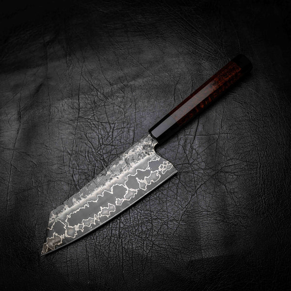 Santoku | 52100 San Mai, Snakewood & Black Buffalo Horn Wa Handle