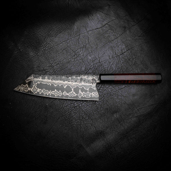 Santoku | 52100 San Mai, Snakewood & Black Buffalo Horn Wa Handle