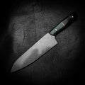 Santoku | 12C27 Stainless, Emerald Curly Mango & African Blackwood