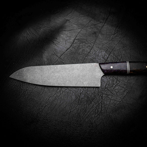 Santoku | 12C27 Stainless, Purple & Orange Dyed Birch