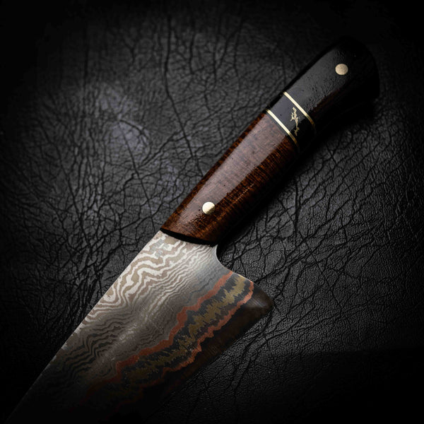 Chef Knife — 52100 Damascus San Mai | Minni Ritchi, TruStone & African Blackwood