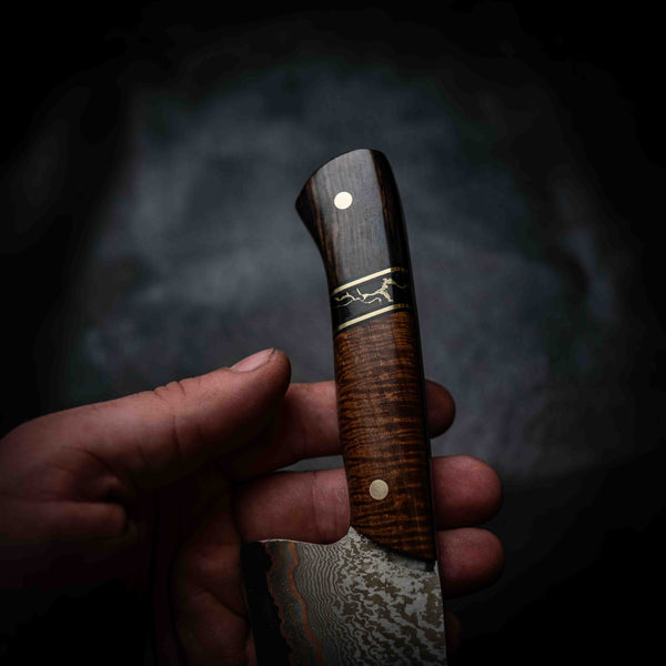 Chef Knife — 52100 Damascus San Mai | Minni Ritchi, TruStone & African Blackwood