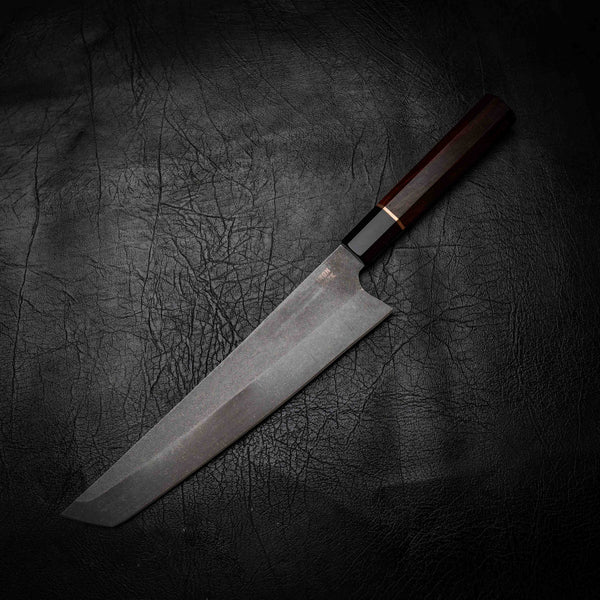 Tanto Kitchen Knife — Arizona Ironwood, Copper & Ebony Wa Handle