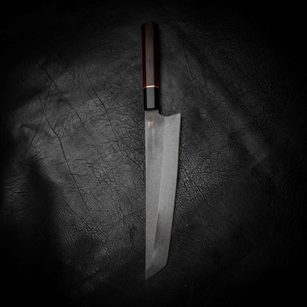 Tanto Kitchen Knife — Arizona Ironwood, Copper & Ebony Wa Handle