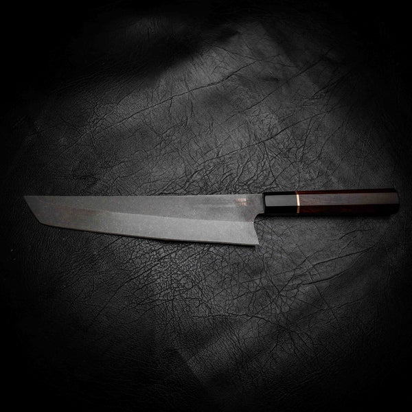 Tanto Kitchen Knife — Arizona Ironwood, Copper & Ebony Wa Handle