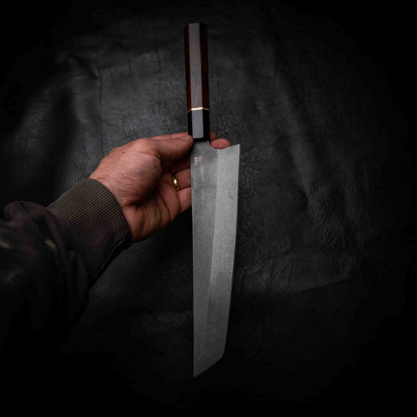 Tanto Kitchen Knife — Arizona Ironwood, Copper & Ebony Wa Handle