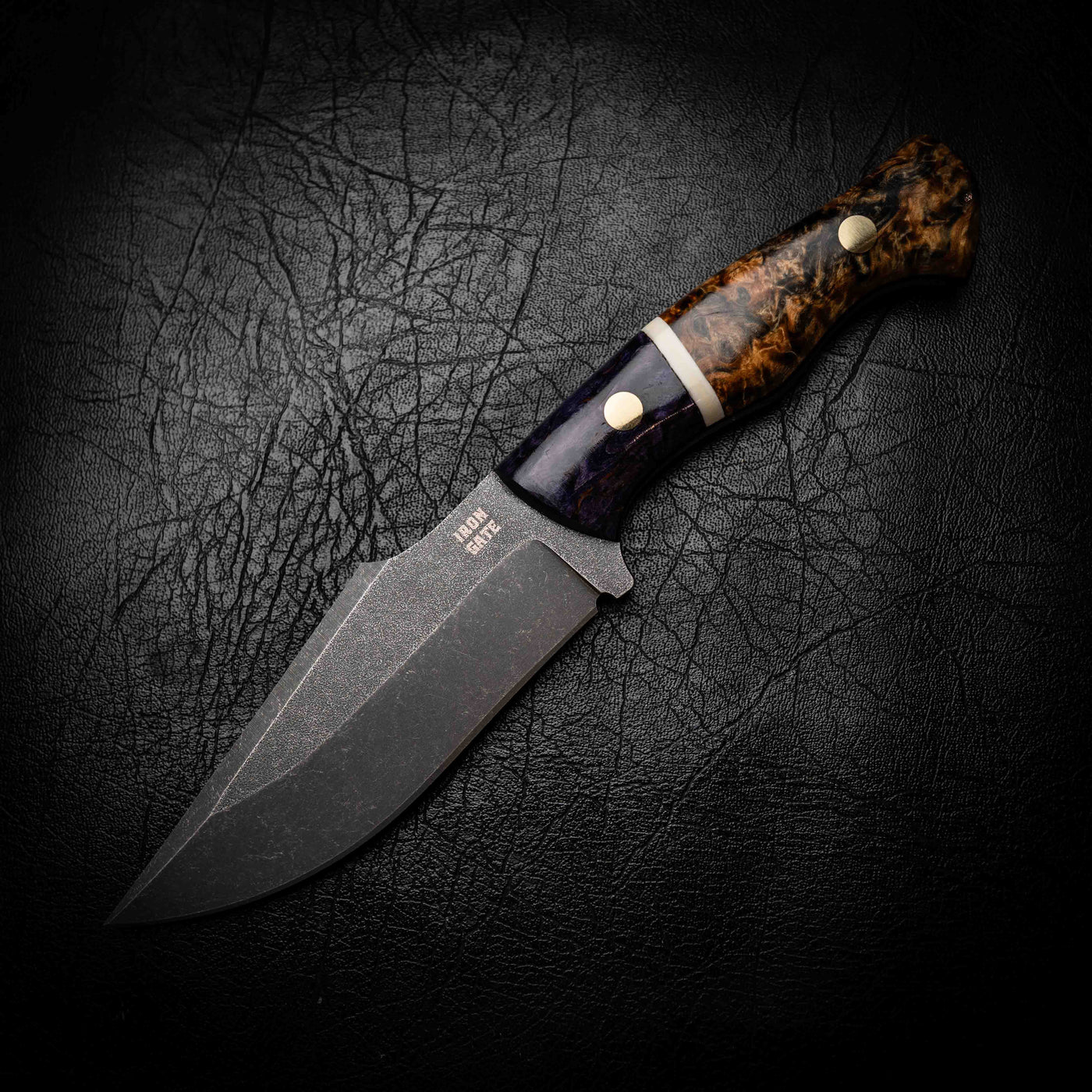 Wide Hunter — Purple Dyed Birch, Bone & Gold Curly Birch