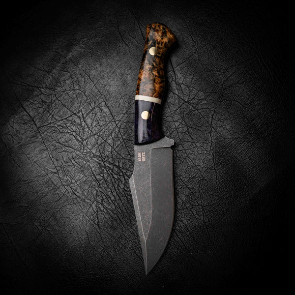 Wide Hunter — Purple Dyed Birch, Bone & Gold Curly Birch