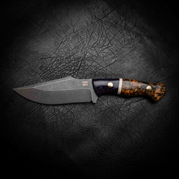 Wide Hunter — Purple Dyed Birch, Bone & Gold Curly Birch
